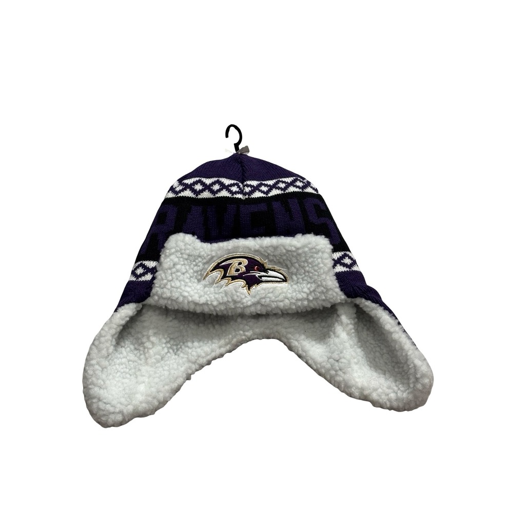NFL Baltimore Ravens Trapper Hat One Size Purple Sherpa Lined Ear Flap Hat